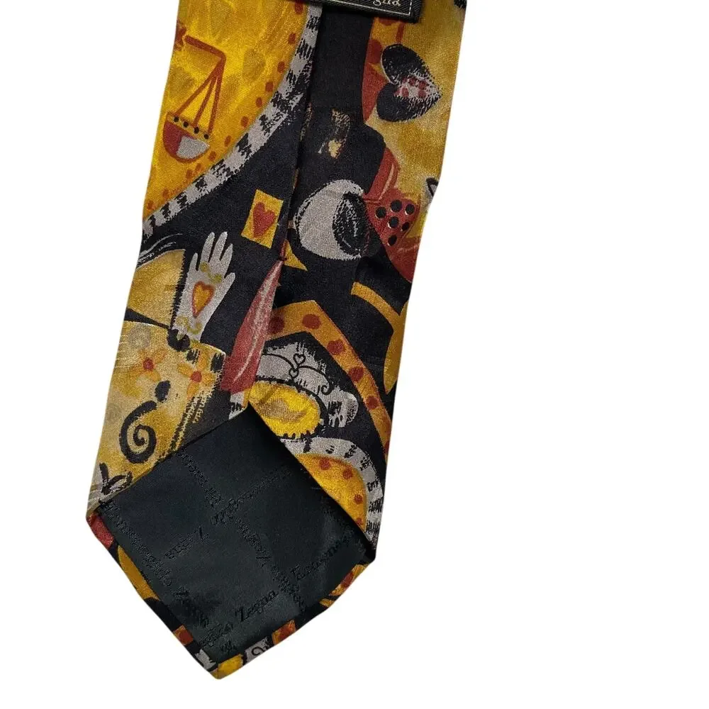 Ermenegildo Zegna Neck Tie 100% Silk Hearts Scales Whimsy Designer